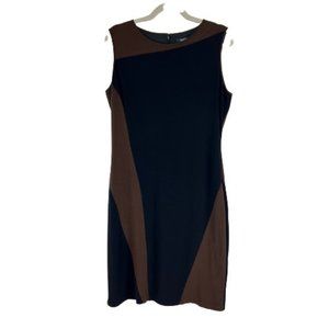 Ellen Tracy SZ M Bodycon Dress Crew Neck Brown/Black